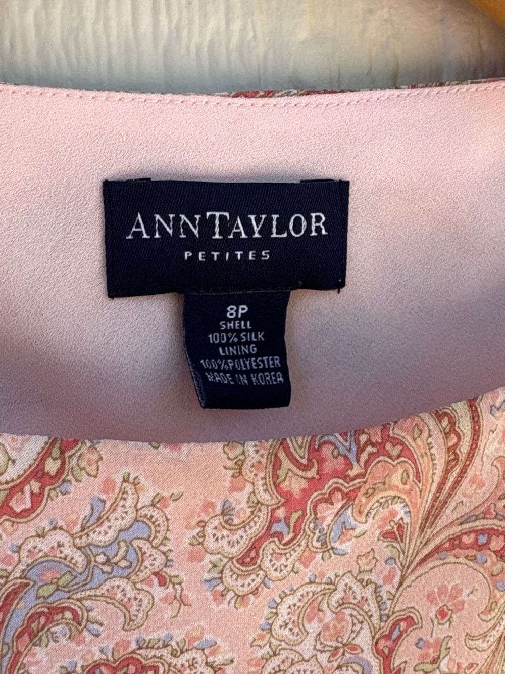 Vintage Ann Taylor Silk Shift Dress Womens 8 Petite Pink Paisley Midi Y2K Summer - Picture 2 of 8